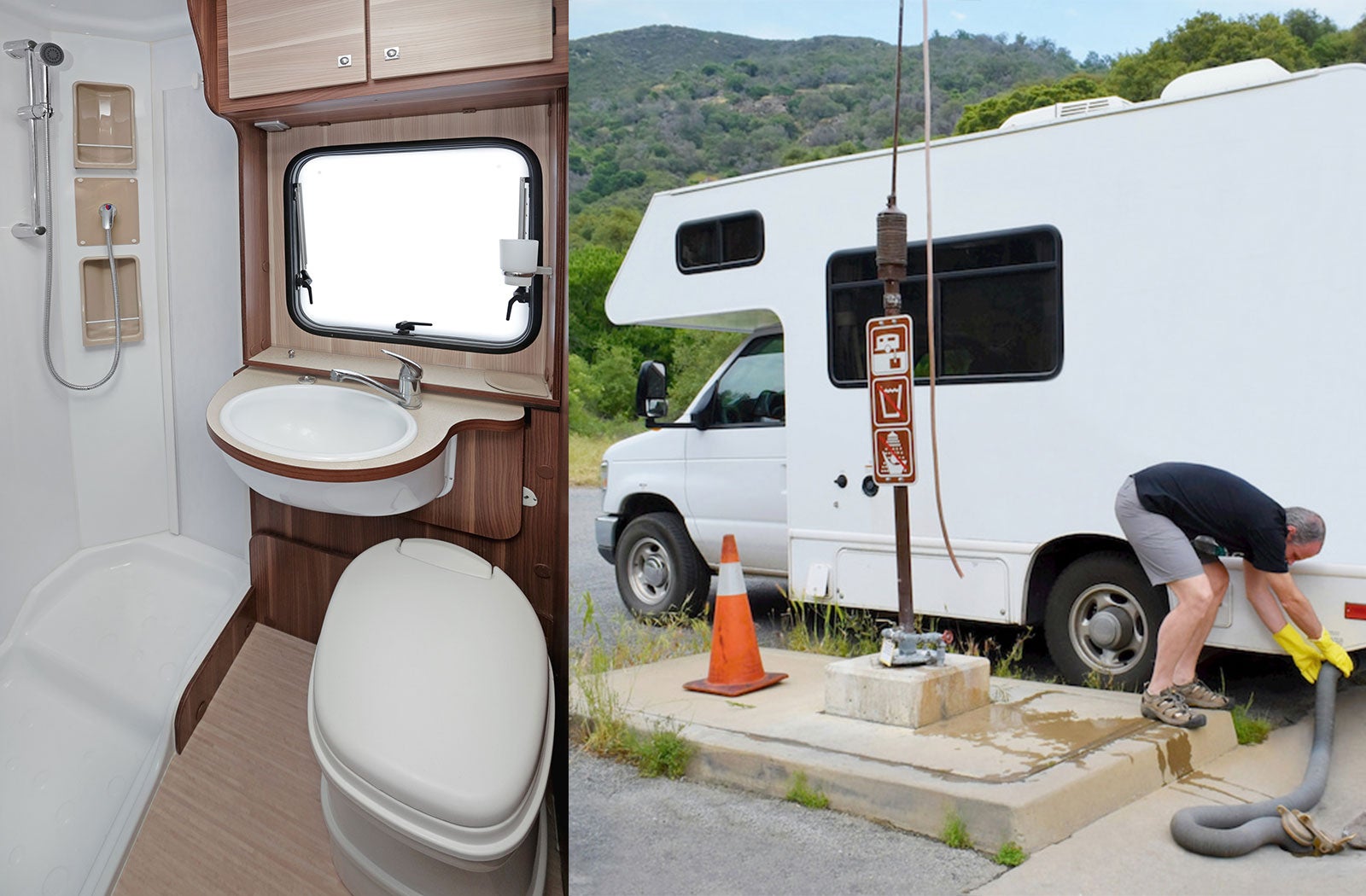 Portable RV/camper toilet and holding tank setup in Battle Creek, Michigan